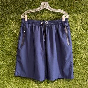 Navy Zip Pocket Swim Shorts Trunks